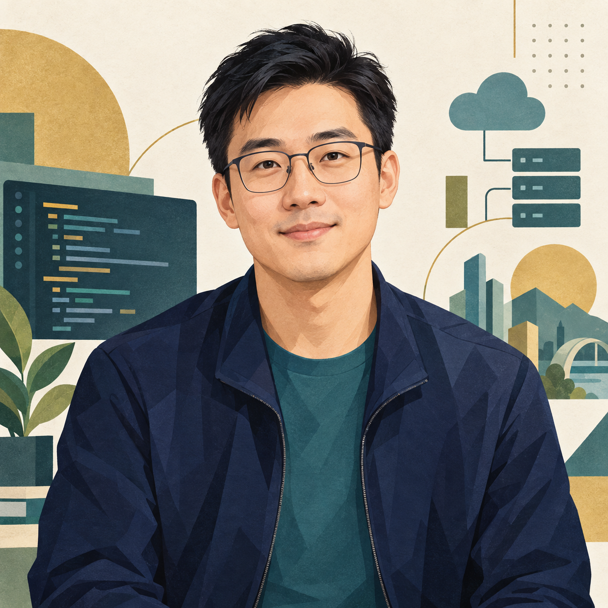 Yichuang Gu · AI 生成插画头像 / AI-generated illustration